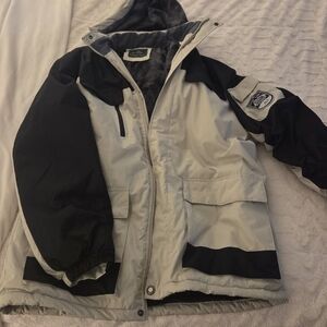 Black and Beige Hooded Jacket